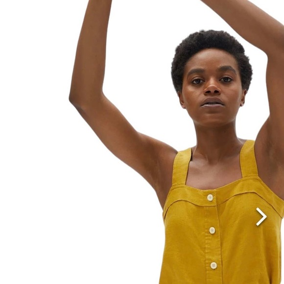 Everlane Tops - Everlane Linen Picnic Top Mustard Yellow Button Down Tank Top Boxy Lightweight